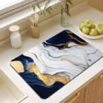 Marble Kitchen Dish Drainer Mat Antiskid Draining Mat Coffee Maker Drain Pad Quick Dry Tableware Mat Kitchen Absorbent Placemat - Image 3