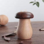 Toothpick Holder Dispenser Creative Walnut Wood Cute Mushroom Head Toothpick Dispenser Container For Home Kitchen Restaurant - Image 5