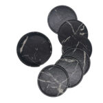 6 Pcs Artificial Leather Coasters Marble Style with Holder Drink Coaster for Bar Kinds of Cup Kitchen Dining Table Decor - Image 4