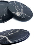 6 Pcs Artificial Leather Coasters Marble Style with Holder Drink Coaster for Bar Kinds of Cup Kitchen Dining Table Decor - Image 5