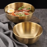 17-25cm Stainless Steel Gold And Silver Salad Bowl Rice Noodles Lamian Noodles Bowl Kitchen Tableware Food Container - Image 6