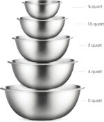 FineDine Stainless Steel Mixing Bowls (Set of 5) Stainless Steel Mixing Bowl Set - Easy To Clean, Nesting Bowls for - Image 2