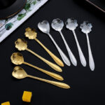 8pcs Stainless Steel Cherry Rose Flower Gold Scoop Coffee Spoon Gifts Kitchen Dessert Tea Accessories Tableware Decoration Set - Image 4