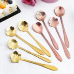 8pcs Stainless Steel Cherry Rose Flower Gold Scoop Coffee Spoon Gifts Kitchen Dessert Tea Accessories Tableware Decoration Set - Image 6