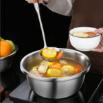 Stainless Steel Drain Basket Colander Round Rice Cleaning Sieve Fruit Vegetable Washing Basin Strainer Filter Kitchen Utensils - Image 4