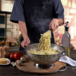 LMETJMA Large Stainless Steel Colander with Handle Kitchen Food Pasta Strainer Basket With Self-draining Solid Ring Base JT250 - Image 6