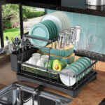 Large 2-tier dish drying rack for kitchen countertops, removable large-capacity dish draining rack - Image 3