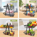 2/3 Tier Fruit Storage Basket Countertop for Kitchen Fruit Vegetable Basket Bowle with Handle Bread Snacks Stand - Image 3