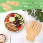 2pcs Bamboo Salad Mixer Fork, Creative Bamboo Salad Hands, Washable Wooden Salad Hands, Reusable Bamboo Salad Serving - Image 5