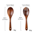 2Pcs Wooden Large Spoon Fork Cutlery Set Japanese Style Long Handle Serving Salad Scoop Dinnerware Set Tableware Kitchen Utensil - Image 6