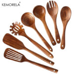 7PCS Thailand Teak Cooking Spoon Natural Wooden Kitchen Tableware Tool Ladle Turner Rice Colander Soup Skimmer Scoop Utensils - Image 3