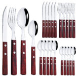 24Pcs Cutlery Wooden Handle Cutlery Set Stainless Steel Tableware Knife Fork Tea Spoon Silverware Western Flatware - Image 7