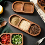 Solid Wood Rectangle Tray 2/3 Grid Condiment Plate Breakfast Food Sushi Bread Dessert Sauce Plate Kitchen Dinner Seasoning Dish - Image 5
