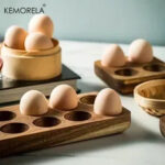 KEMORELA 1PCS Modern Wooden Egg Storage Box - Multi-Compartment Kitchen Organizer for Fresh Eggs Perfect for Home Cooking Baking - Image 5