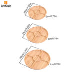 Leeseph Bamboo Round 5 Compartment Serving Tray, Ideal for Snacks, Fruits, Nuts, Wooden Plate with Dividers for Party Platters - Image 2