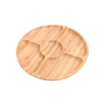 Leeseph Bamboo Round 5 Compartment Serving Tray, Ideal for Snacks, Fruits, Nuts, Wooden Plate with Dividers for Party Platters - Image 7