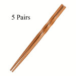 5 Pairs Natural Bamboo Chopsticks Set, Chinese Style Chopsticks, Household Pointed Chopsticks, Tableware, Kitchen Supplies - Image 6