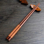 Handmade Japanese Natural Chestnut Wood Sushi Chopsticks Set Value Gift Sushi Chinese food Tie line - Image 4