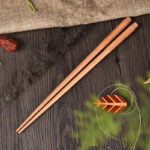 Handmade Japanese Natural Chestnut Wood Sushi Chopsticks Set Value Gift Sushi Chinese food Tie line - Image 6