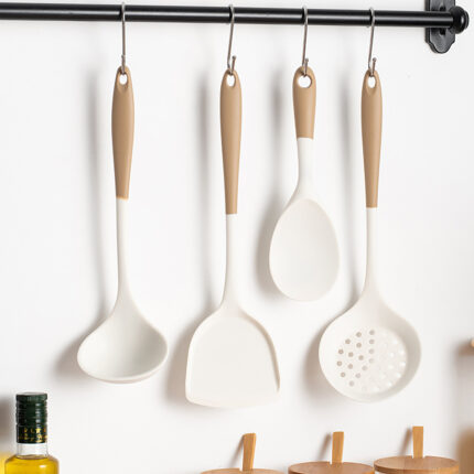 4pcs Silicone Kitchenware Utensils Set Pot Shovel Leaky Spoon Soup Spoon Ladle Cooking Set Party Home Kitchen Tools
