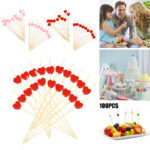100x Love Heart Bamboo Pick Buffet Food Cupcake Fruit Cocktail Fork Dessert Salad Stick For Picnic Wedding Party Home Supplies - Image 12