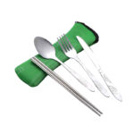 7pcs/ Set Stainless Steel Tableware Set Outdoor Portable Cloth Bag Knife Fork Spoon Chopsticks Straw Rich Flowers Seven Sets - Image 21