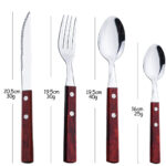 24Pcs Cutlery Wooden Handle Cutlery Set Stainless Steel Tableware Knife Fork Tea Spoon Silverware Western Flatware - Image 20