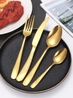 24pc Stainless steel tableware star steak knife and fork dessert fork spoon family suits - Image 16