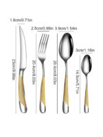 24pc Stainless steel tableware star steak knife and fork dessert fork spoon family suits - Image 17