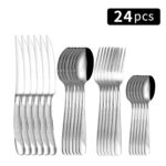 24pc Stainless steel tableware star steak knife and fork dessert fork spoon family suits - Image 23