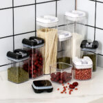 Lifeideas7Pcs Airtight Food Storage Containers with Clasp Lids Plastic Clear Jars with Easy Lock Lid Kitchen Pantry Organize - Image 11