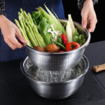 Stainless Steel Drain Basket Colander Round Rice Cleaning Sieve Fruit Vegetable Washing Basin Strainer Filter Kitchen Utensils - Image 20