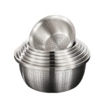 Stainless Steel Drain Basket Colander Round Rice Cleaning Sieve Fruit Vegetable Washing Basin Strainer Filter Kitchen Utensils - Image 23