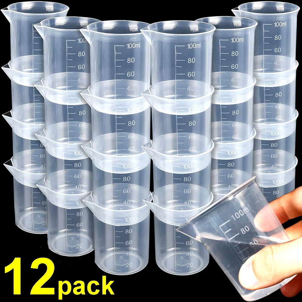 68b4c5dfc40a93f57985755d2a1a0f9dfd0fc43d9a5ff28a854b5.jpg Wholesale 100ml Measuring Cup Transparent Plastic Scale Beaker Cups Lab Chemical Laboratory Container Jugs Kitchen Baking Tool - Image 1