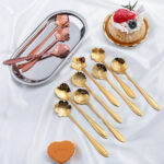 8pcs Stainless Steel Cherry Rose Flower Gold Scoop Coffee Spoon Gifts Kitchen Dessert Tea Accessories Tableware Decoration Set - Image 13
