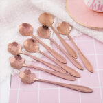 8pcs Stainless Steel Cherry Rose Flower Gold Scoop Coffee Spoon Gifts Kitchen Dessert Tea Accessories Tableware Decoration Set - Image 15