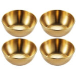 Pratos de molho dourado de aço inoxidável, 4 unidades, 2 peças, aperitivo, tempero, servindo pratos, bandeja, tempero, talheres de cozinha