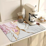 Marble Kitchen Dish Drainer Mat Antiskid Draining Mat Coffee Maker Drain Pad Quick Dry Tableware Mat Kitchen Absorbent Placemat - Image 20