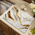 Marble Kitchen Dish Drainer Mat Antiskid Draining Mat Coffee Maker Drain Pad Quick Dry Tableware Mat Kitchen Absorbent Placemat - Image 35