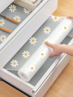 1 Roll Daisy Shelf Liner For Kitchen Cabinets EVA Waterproof Fridge Pad Cupboard Mat Easy Placemats Non-Adhesive Drawer Liner
