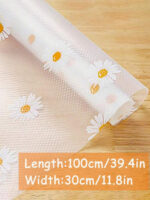 1 Roll Daisy Shelf Liner For Kitchen Cabinets EVA Waterproof Fridge Pad Cupboard Mat Easy Placemats Non-Adhesive Drawer Liner - Image 8
