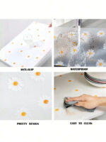 1 Roll Daisy Shelf Liner For Kitchen Cabinets EVA Waterproof Fridge Pad Cupboard Mat Easy Placemats Non-Adhesive Drawer Liner - Image 11