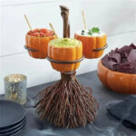 Halloween Pumpkin Snack Shelf Fruit Plate Wooden Stand Candy Serving Plate Bowl Kitchen Party Food Display Tray