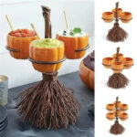 Halloween Pumpkin Snack Shelf Fruit Plate Wooden Stand Candy Serving Plate Bowl Kitchen Party Food Display Tray - Image 2
